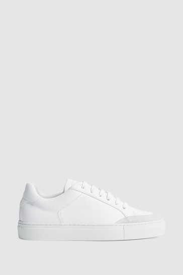 Reiss White Ashley Leather Low Top Trainers