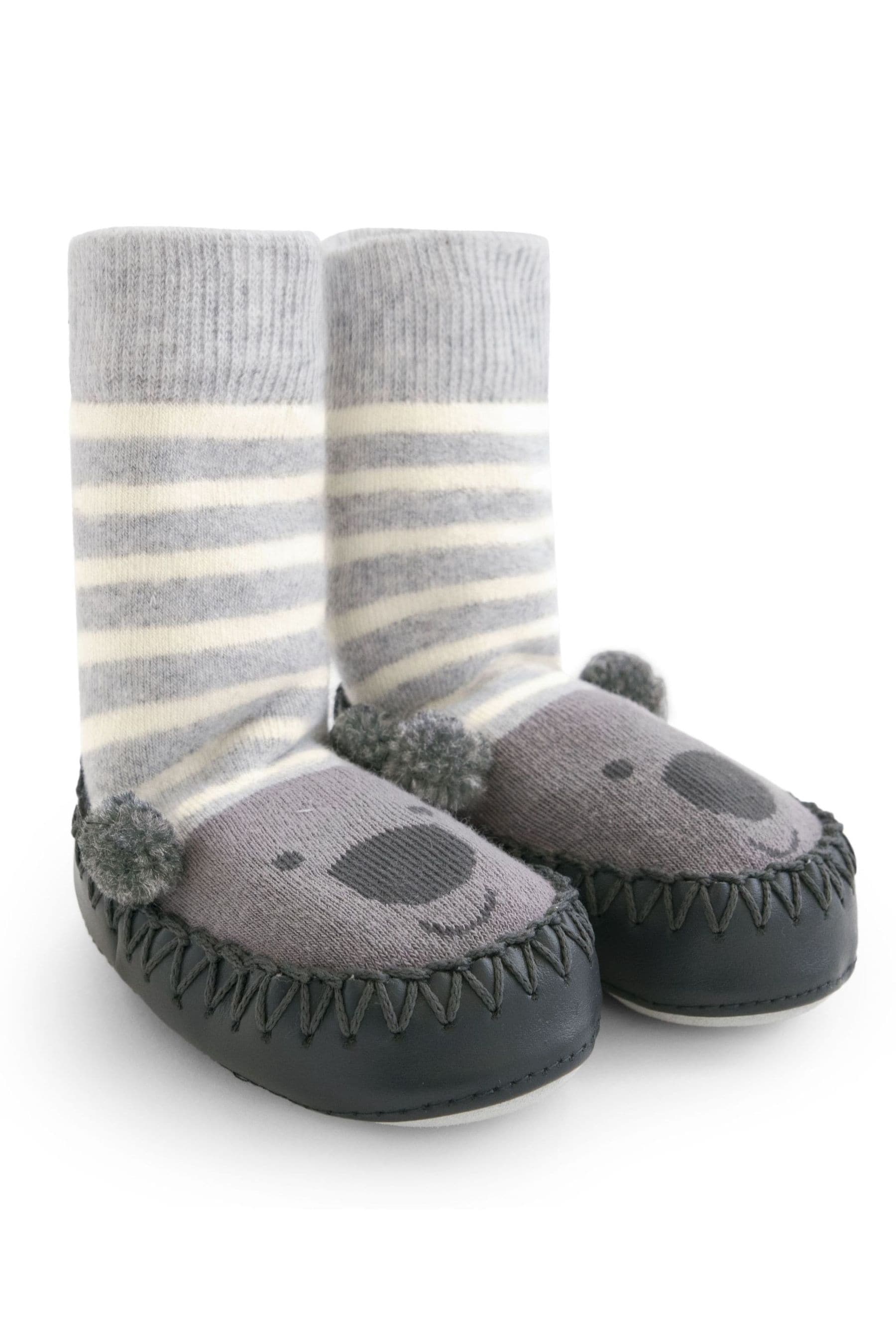 Buy JoJo Maman Bébé Grey Koala Moccasin Slipper Socks from the Next UK ...