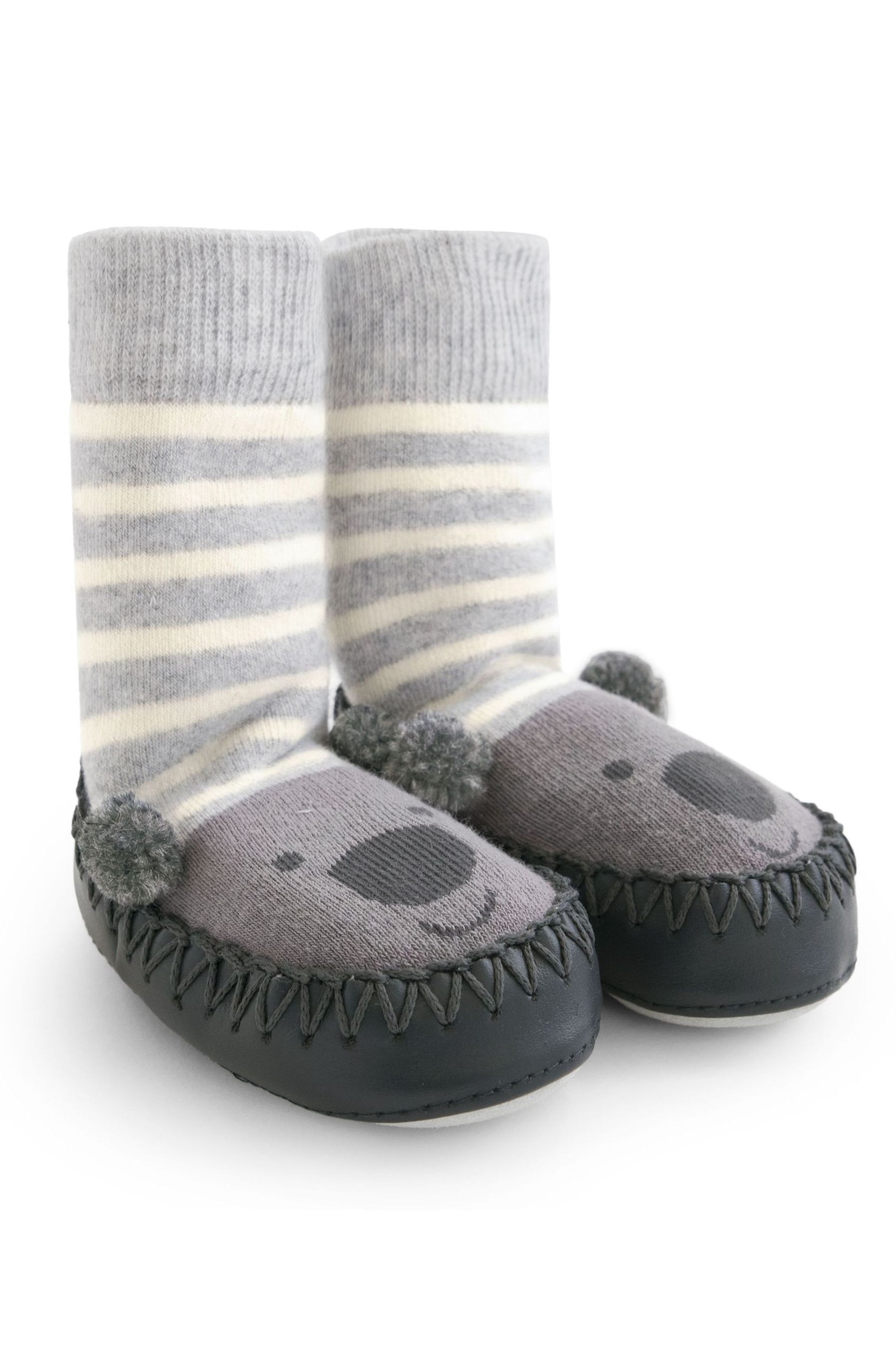 Buy JoJo Maman B b Grey Boys Koala Moccasin Slipper Socks from