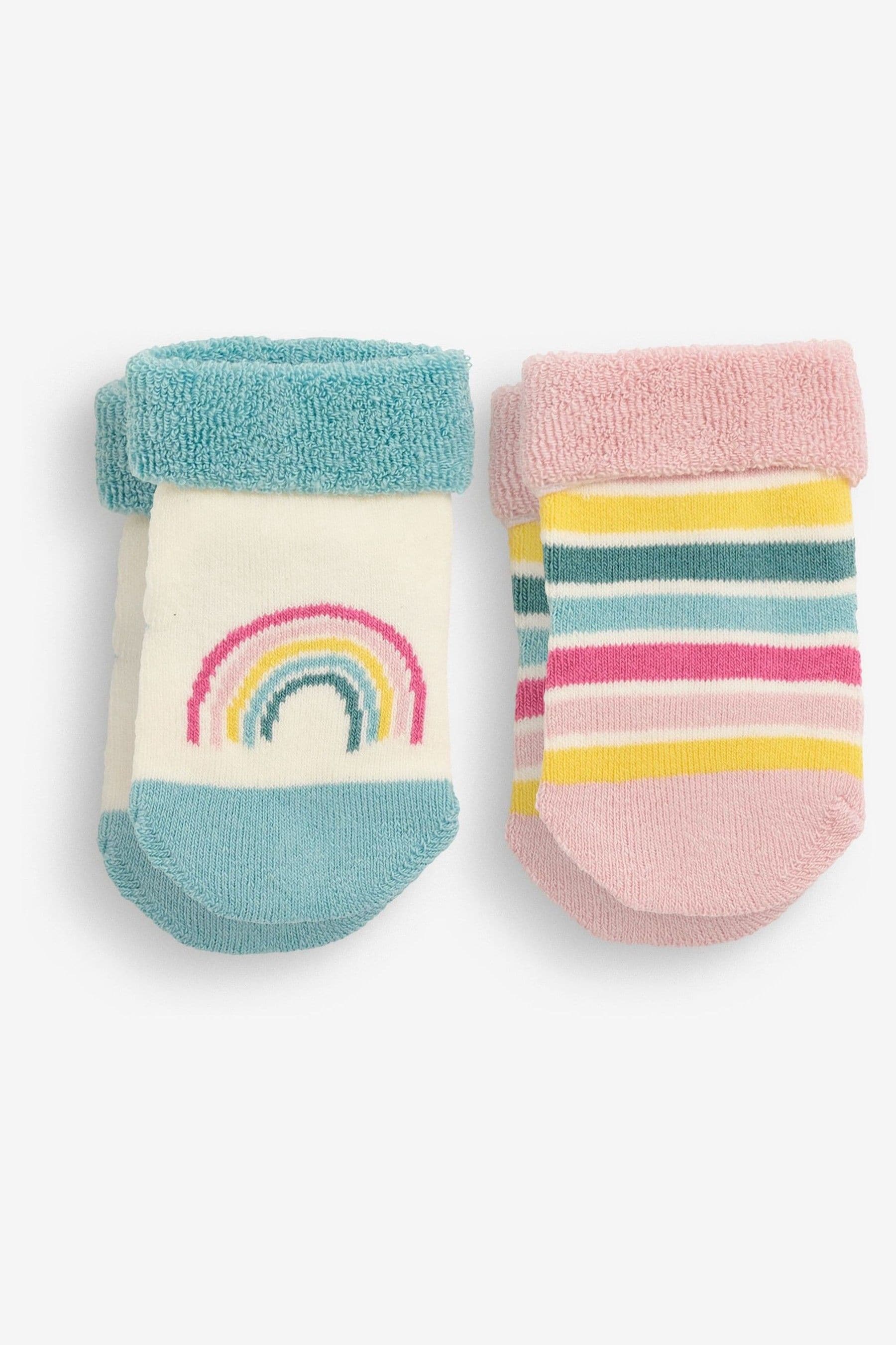 JoJo Maman B b Multi Rainbow 2 Pack Baby Socks