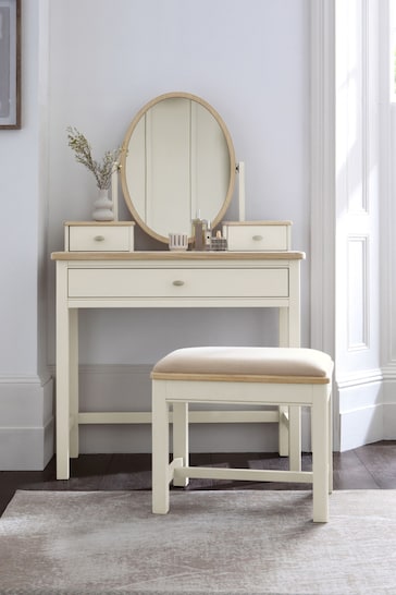 Chalk White Hampton Painted Oak Collection Luxe Console Dressing Table