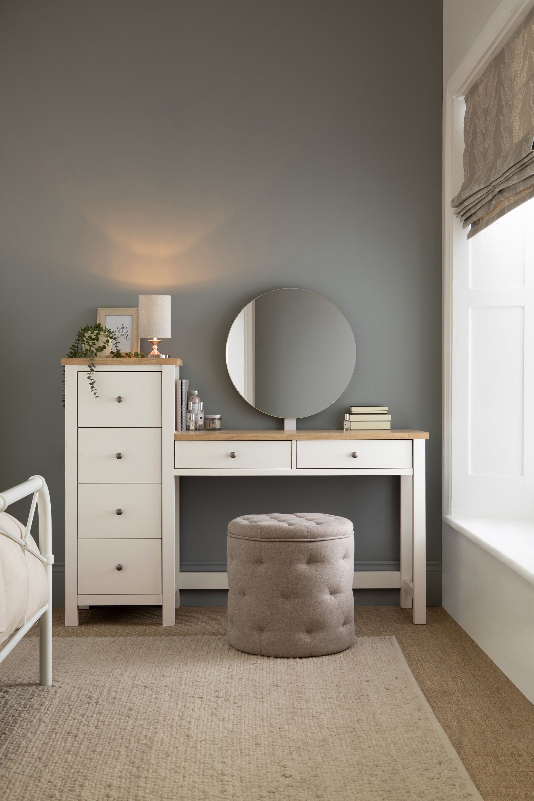 Chalk White Malvern Paint Effect Side Pedestal Console Dressing Table