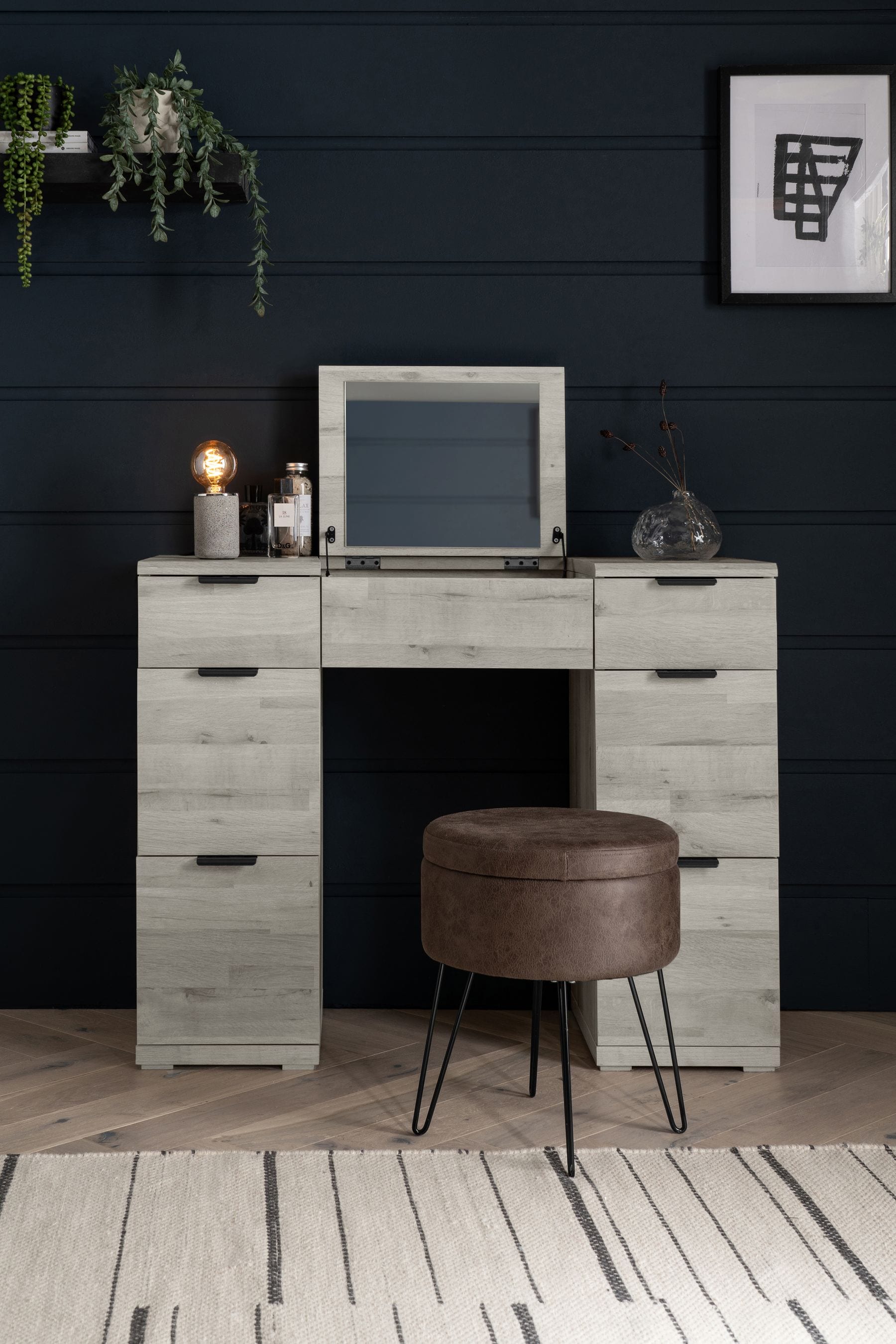Grey and store oak dressing table