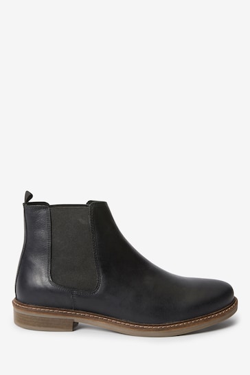 Black Waxy Finish Leather Chelsea Boots