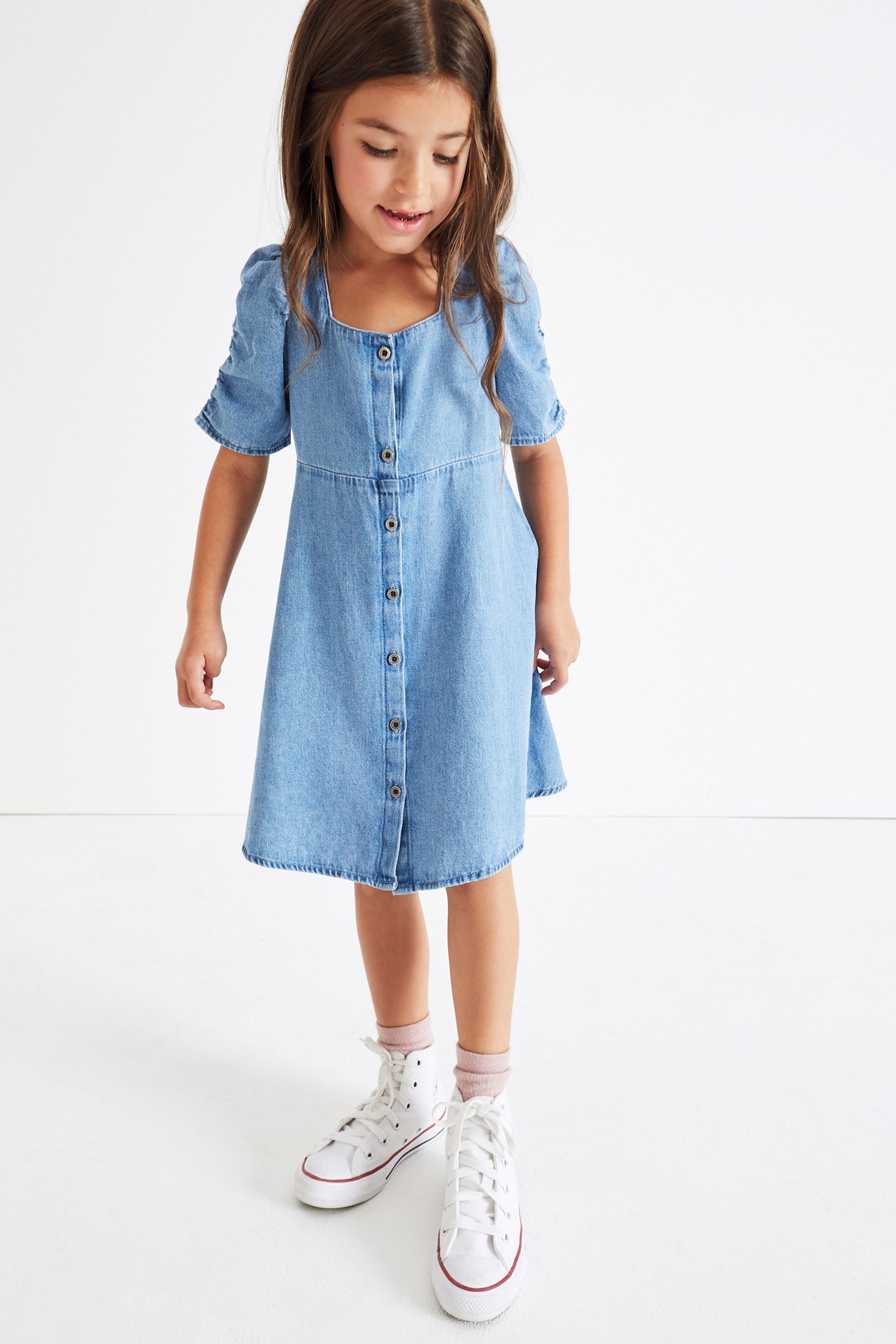 Denim top tea dress