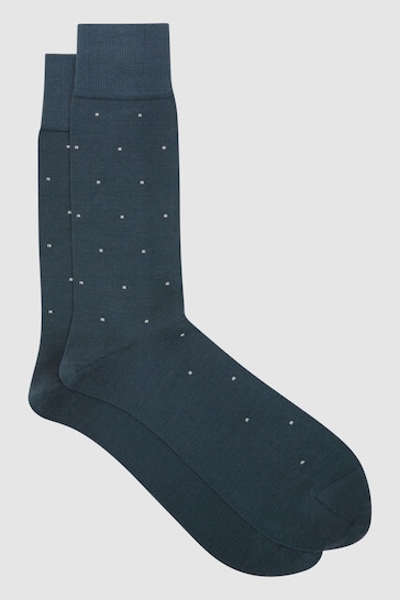 Reiss Airforce Blue Mario Spot Polka Dot Socks