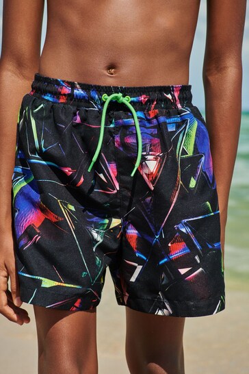 Black Prism Printed Swim Shorts (3-16yrs)