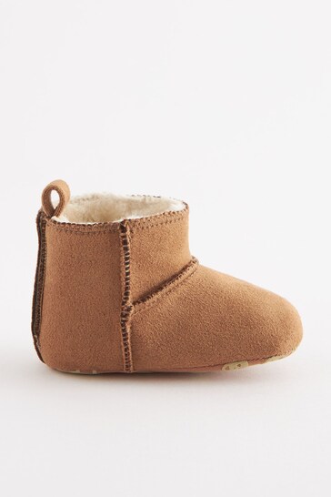 Tan Brown Warm Lined Baby Pull On Boots (0-24mths)