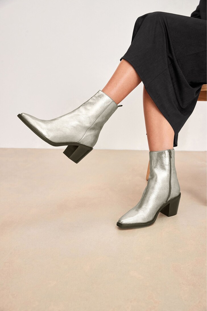 Leather Cowboy Ankle Boots Next