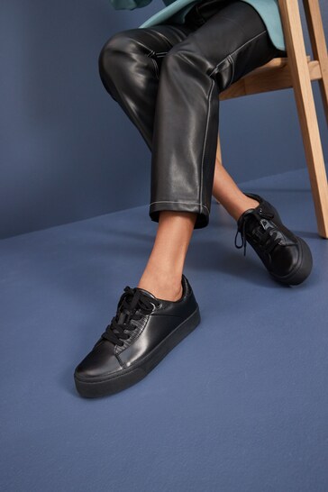 Black Signature Leather Chunky Sole Trainers