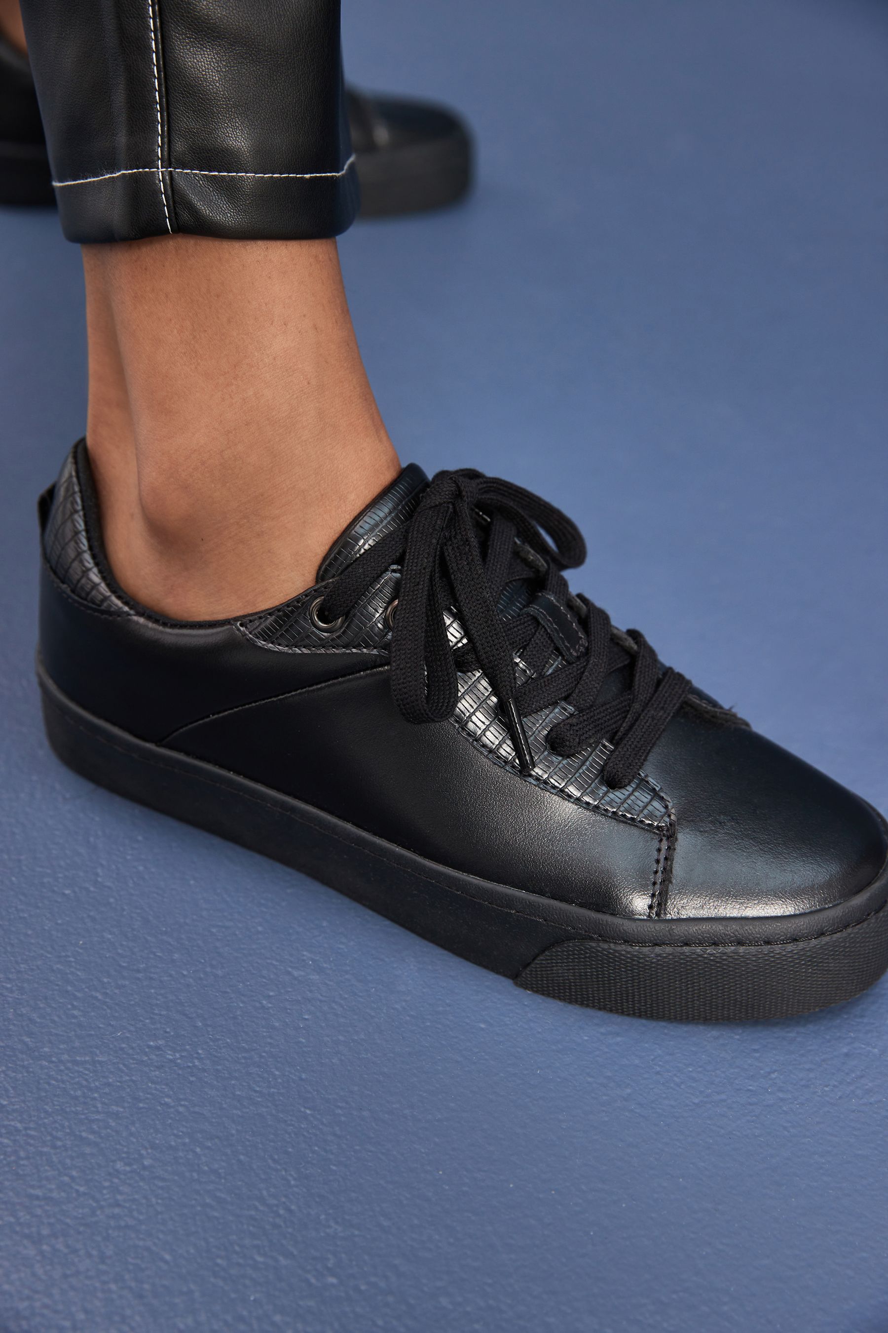 Ladies black hotsell leather trainers