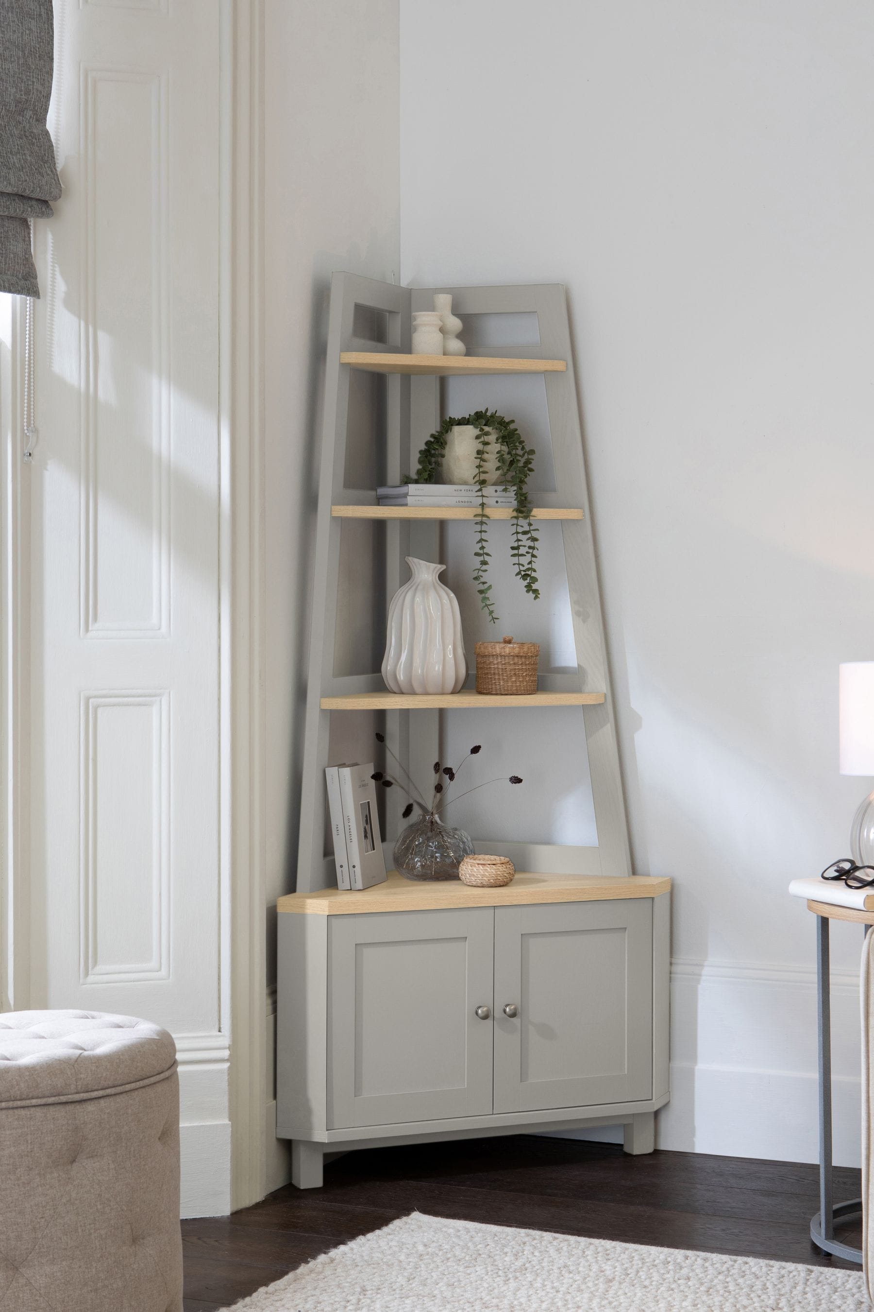 Corner ladder shelf clearance grey