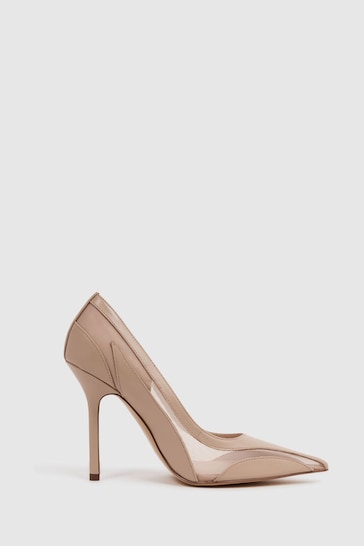 Buy Reiss Latte Dahlia Leather Sheer Court Shoes from the Next UK ...