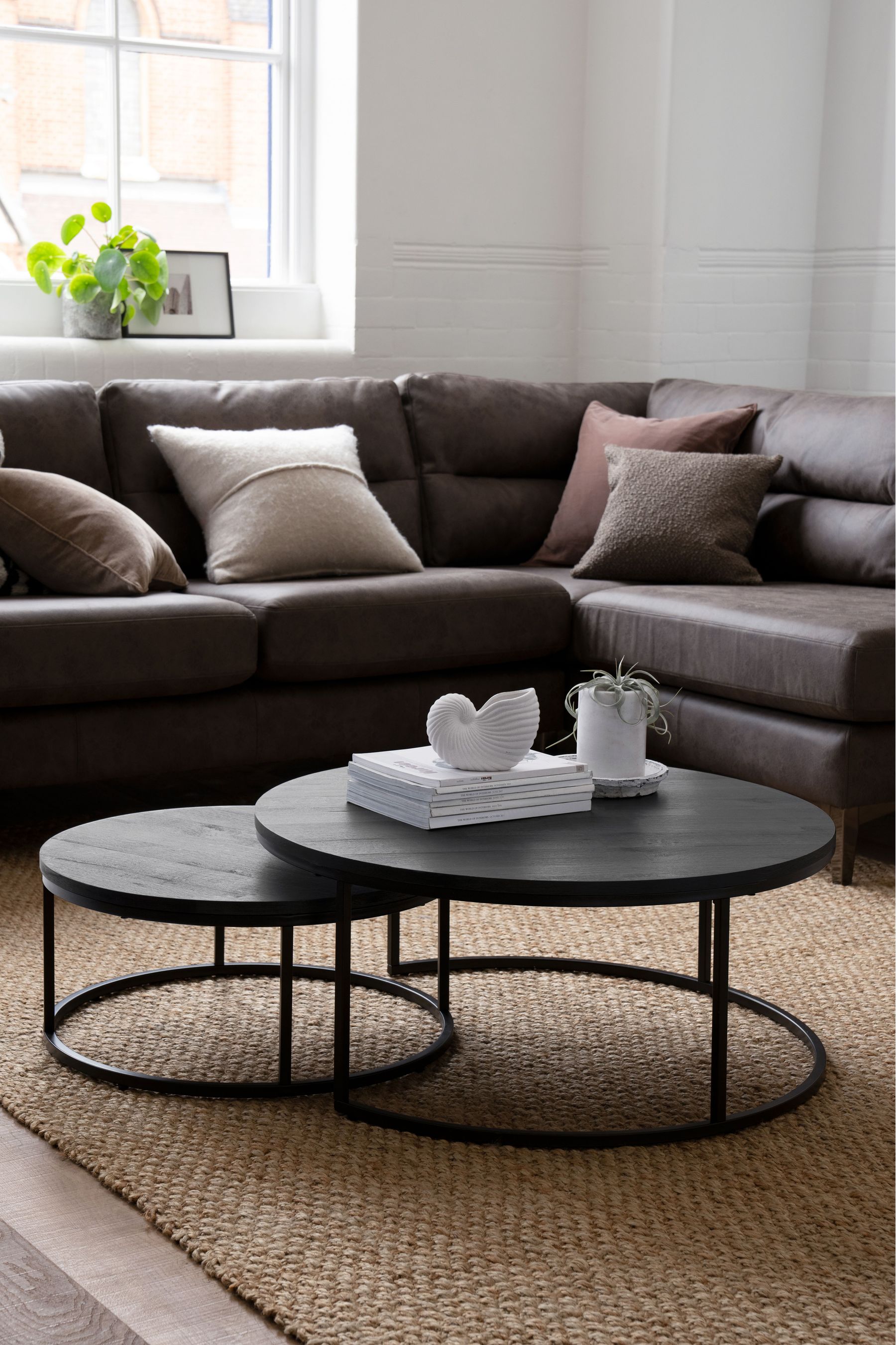 Buy Black Bronx Nest of 2 Round Coffee Table from the Next UK