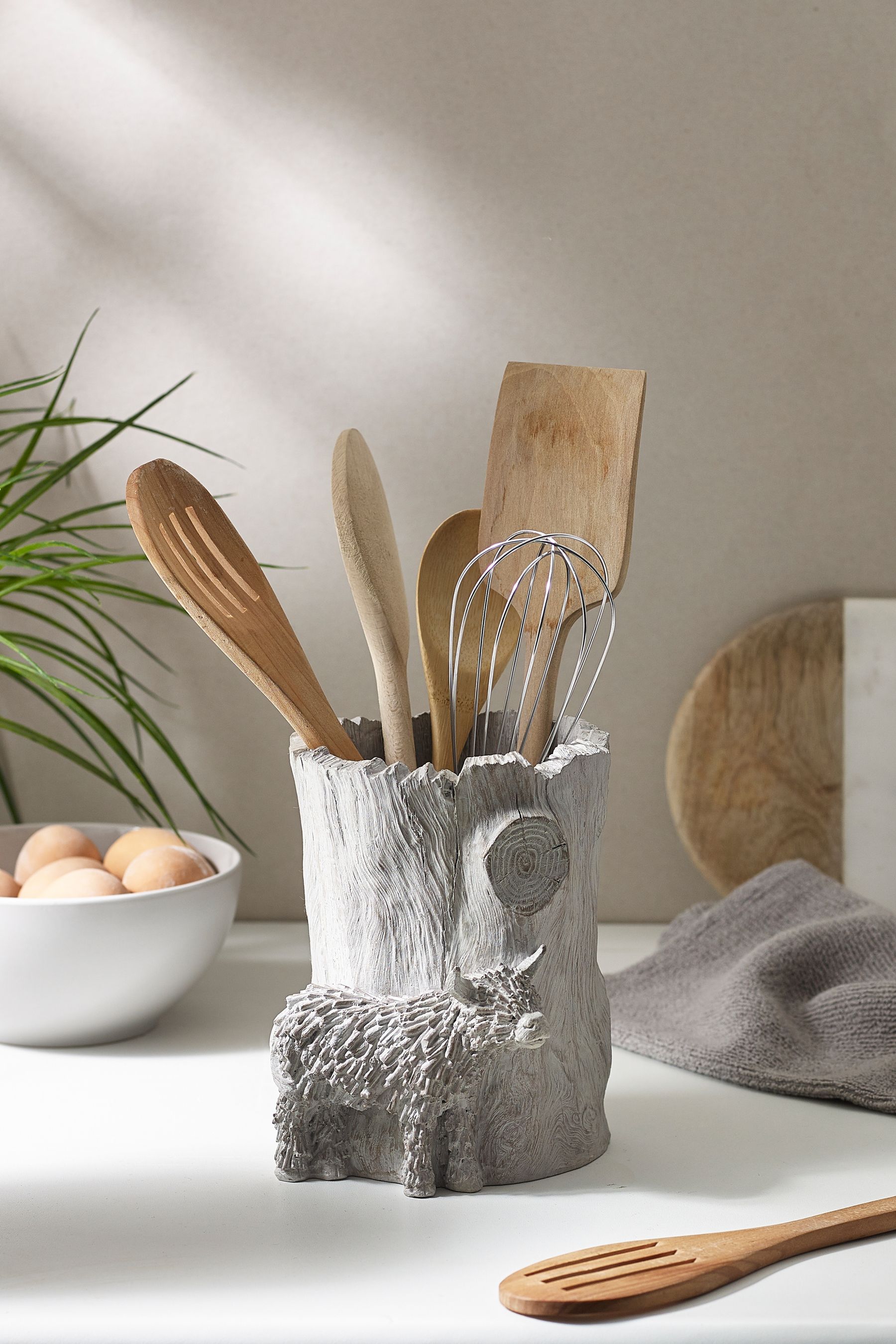 Grey Hamish The Highland Cow Utensil Pot
