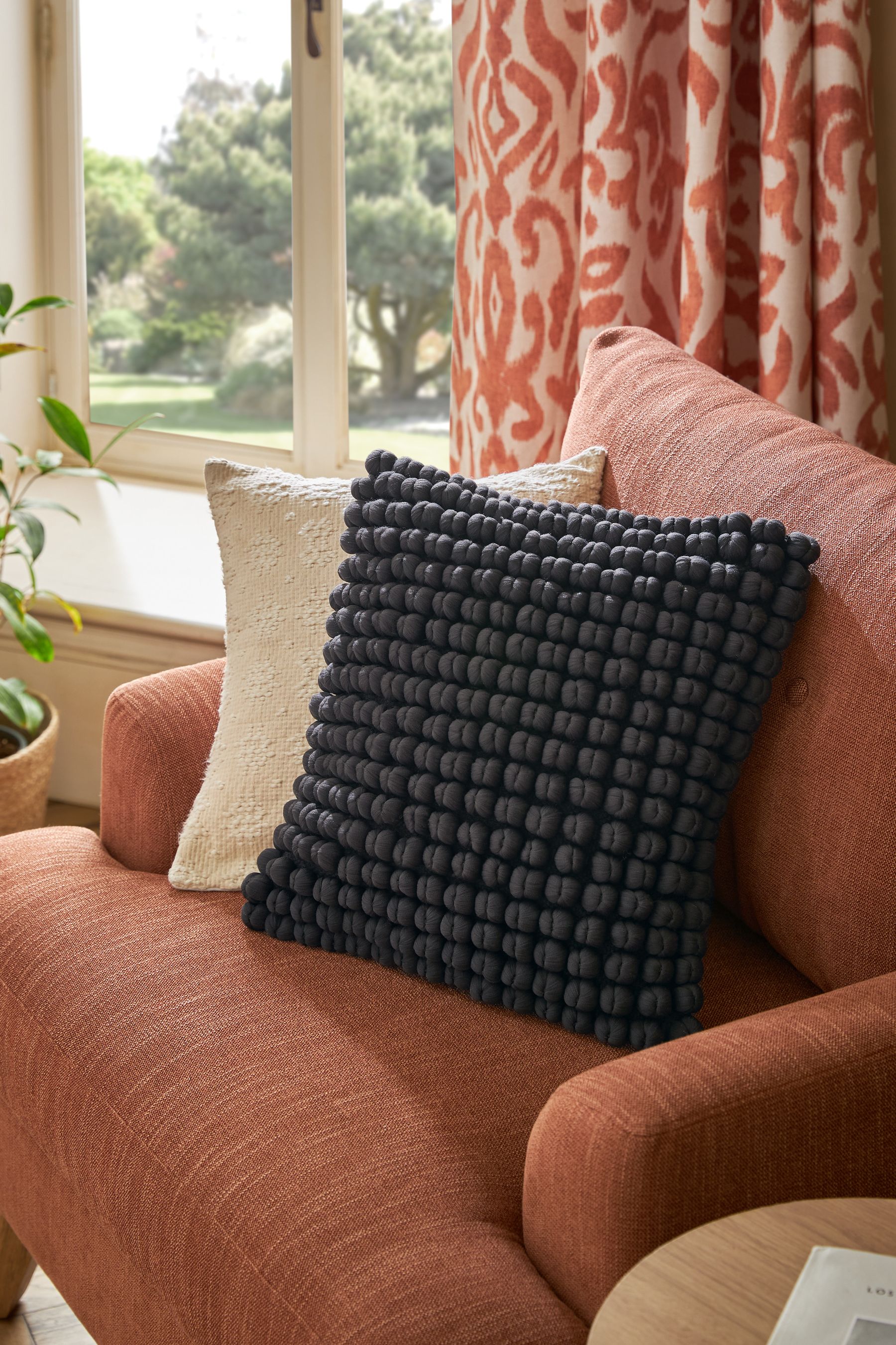 Buy Black 43 x 43cm Global Bobble Cushion from the Next UK online shop