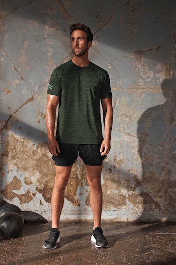 Khaki Green Short Sleeve Tee Active Gym & Training T-Shirt