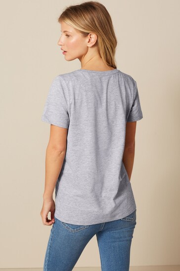 Grey Marl Essentials Short Sleeve V-Neck T-Shirt