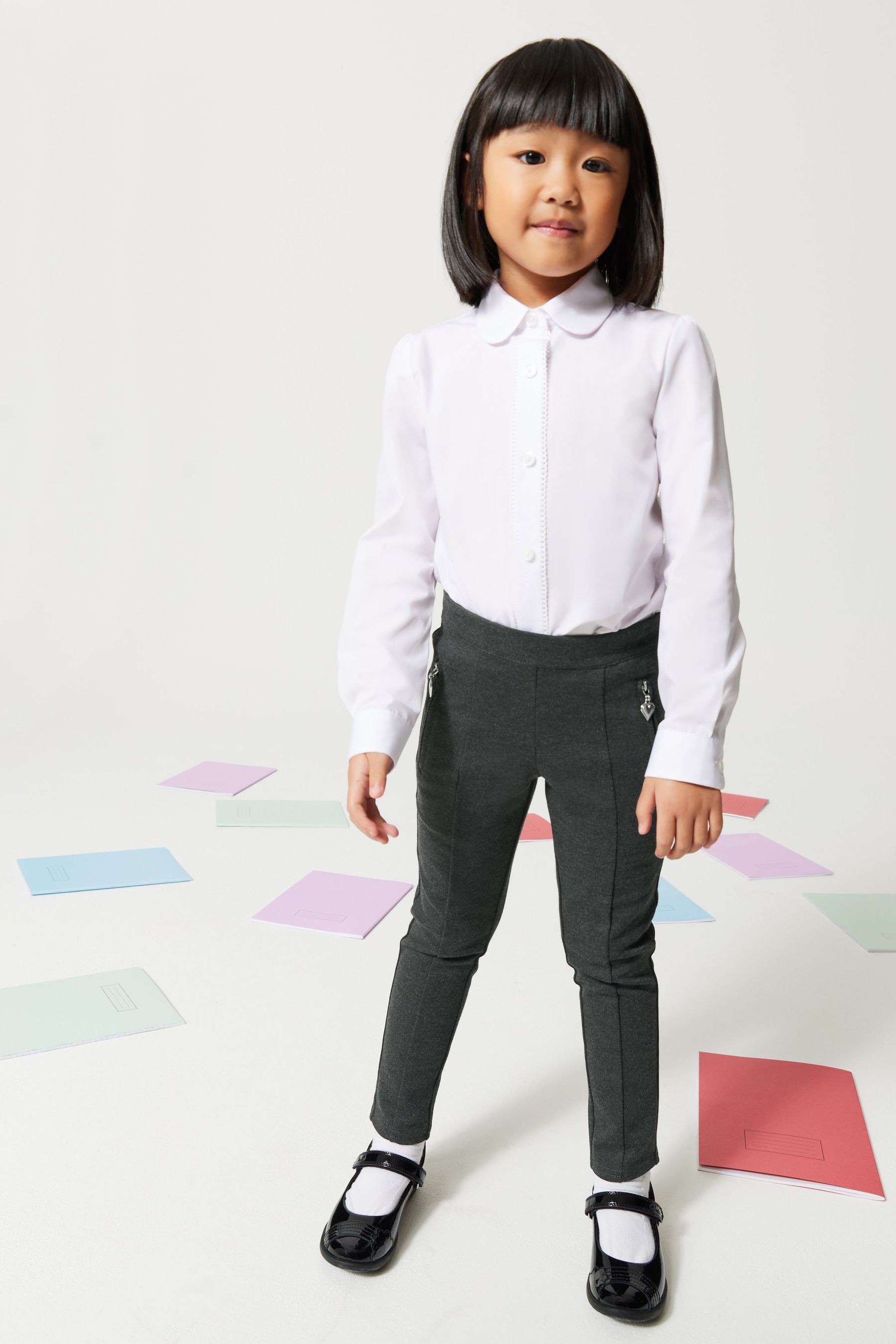 Girls grey cheap skinny school trousers