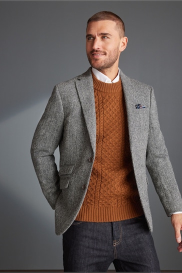 Buy Grey Signature Harris Tweed British Wool Blazer from the Next UK ...