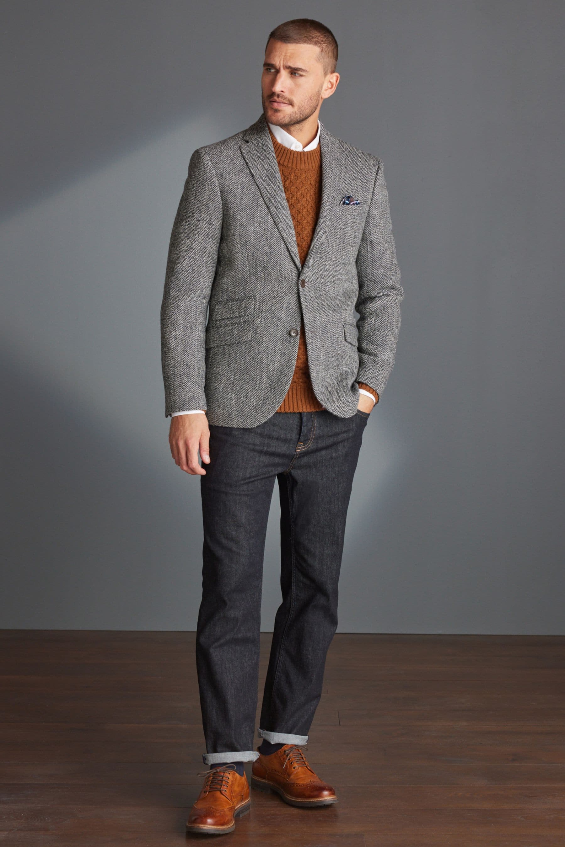 Buy Grey Signature Harris Tweed British Wool Blazer from the Next UK ...