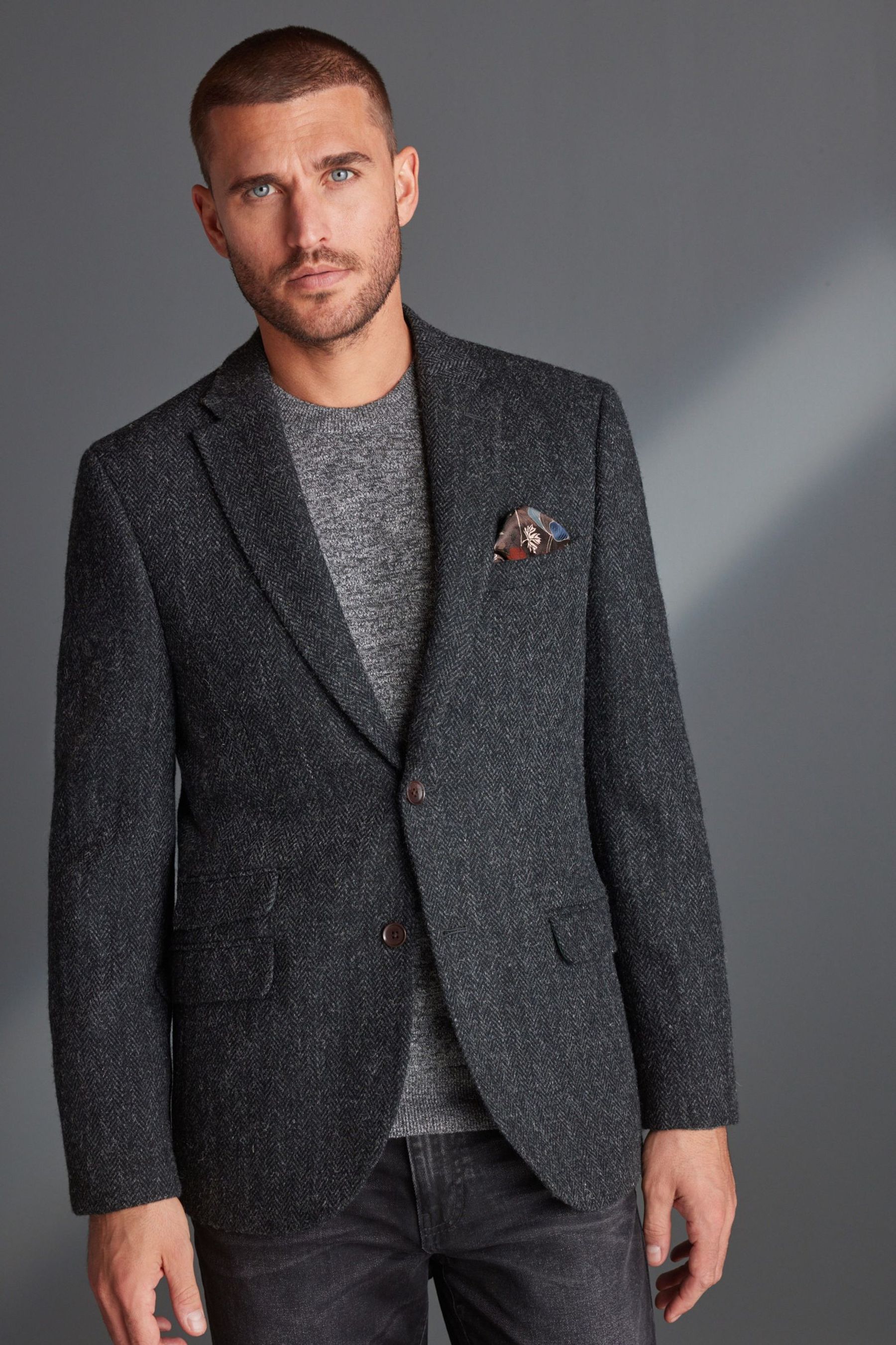 Buy Charcoal Grey Signature Harris Tweed British Wool Blazer from the ...