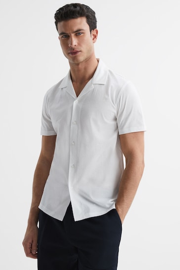 Buy Reiss White Caspa Mercerised Jersey Cuban Collar Shirt from the ...