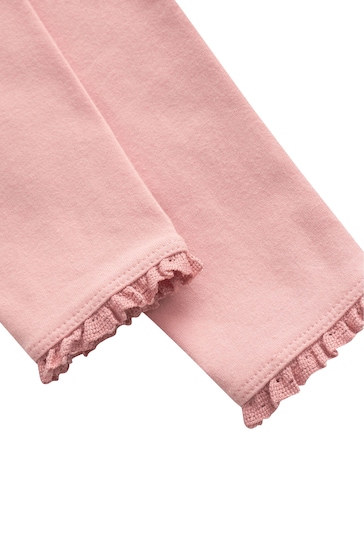Pale Pink Lace Trim Leggings (3mths-7yrs)