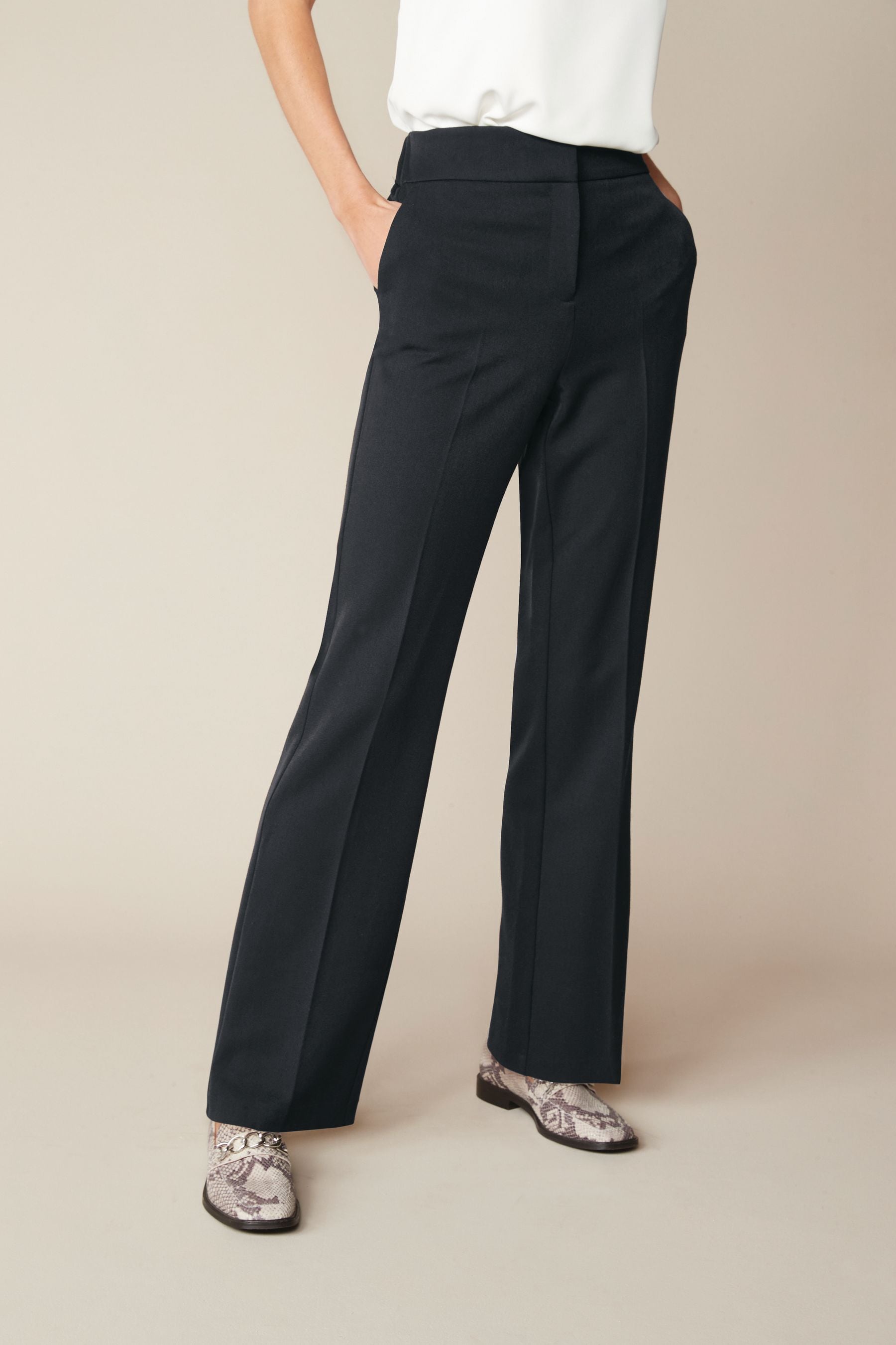 Buy MANGO Women Black Regular Fit Solid Bootcut Trousers  Trousers for  Women 7344429  Myntra