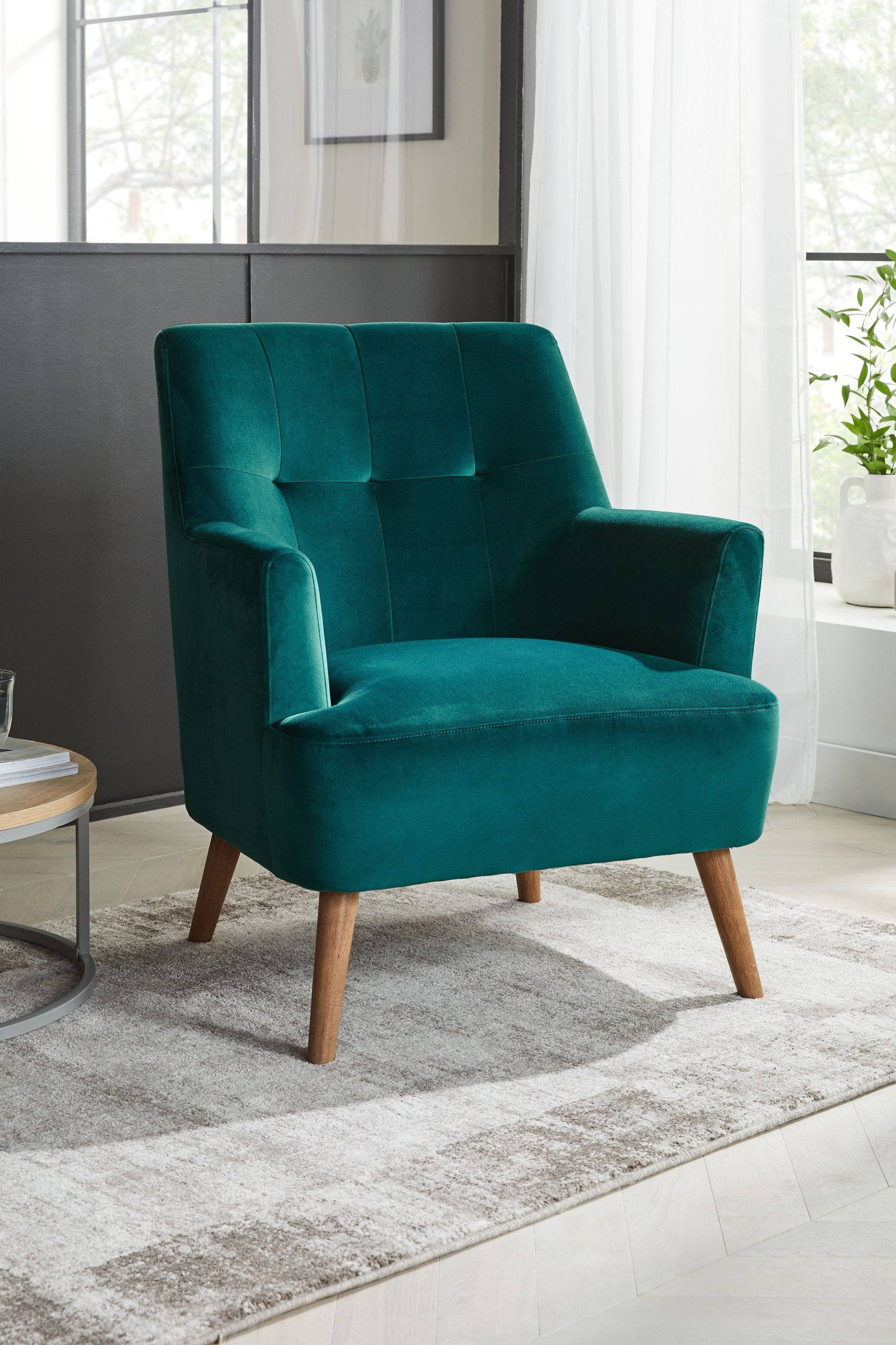 Buy Soft Velvet Juniper Teal Carter Armchair from the Next UK