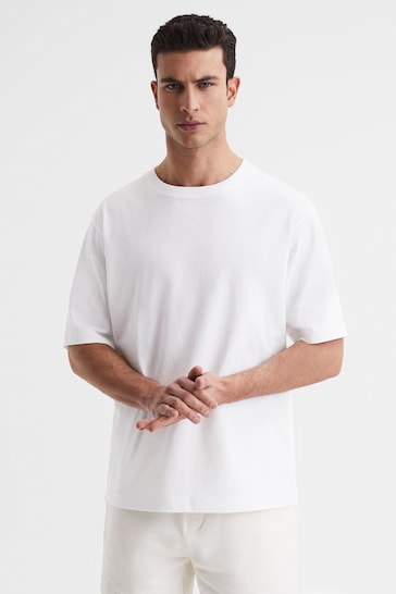 Reiss White Tate Oversized Garment Dye T-Shirt