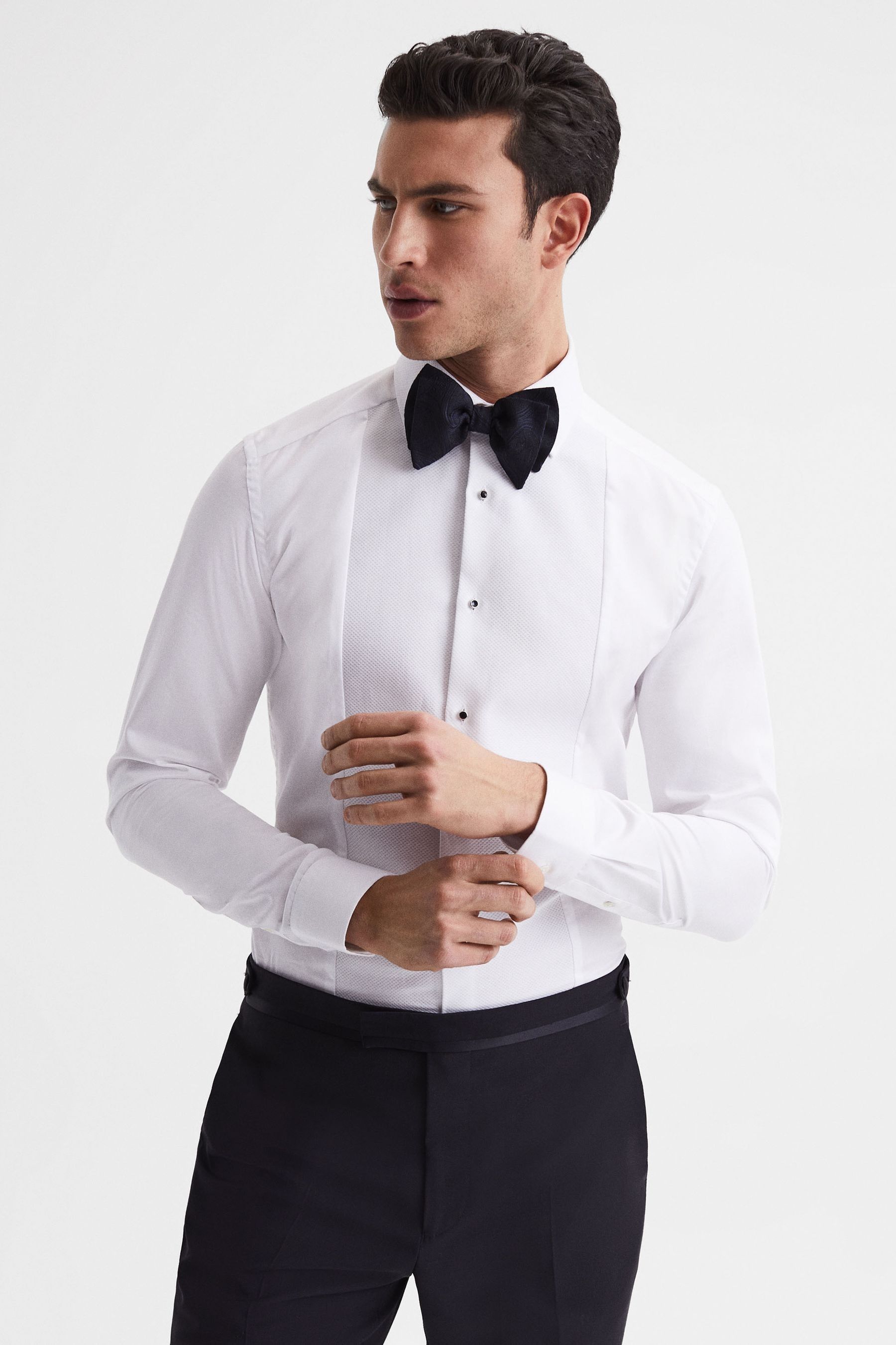 Buy Reiss White Marcel Slim Fit Cotton Marcella Tuxedo Shirt from the ...