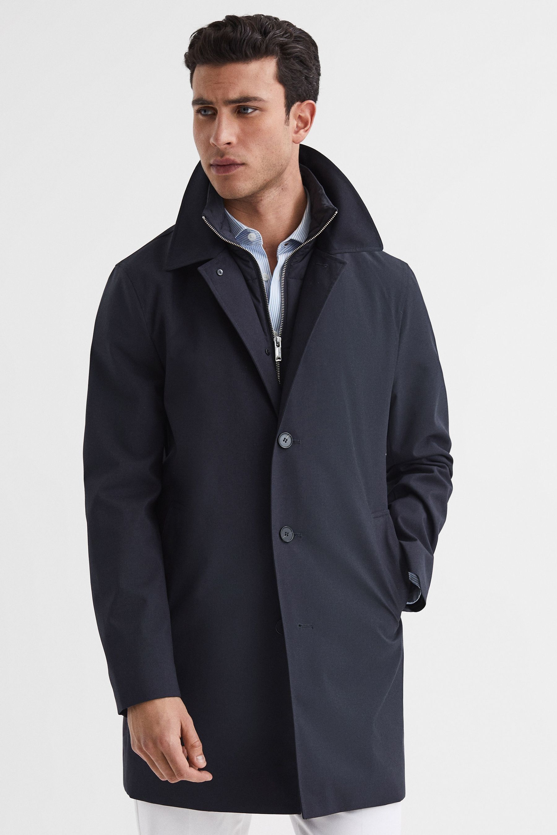Buy Reiss Navy Perrin Mac With Removable Funnel-Neck Insert from the ...