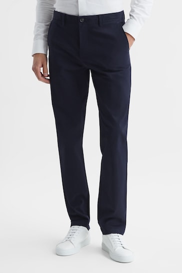 Buy Reiss Navy Pitch Slim Fit Washed Cotton Blend Chinos from the Next ...