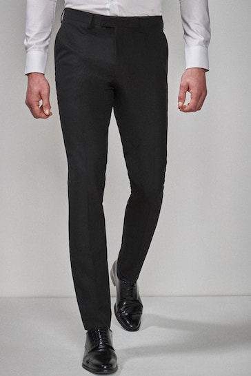 Black Slim Fit Tuxedo Suit Trousers