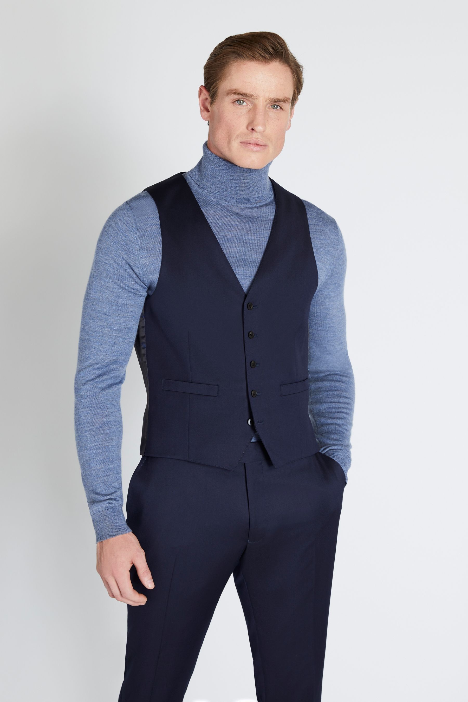 Black shirt blue waistcoat discount