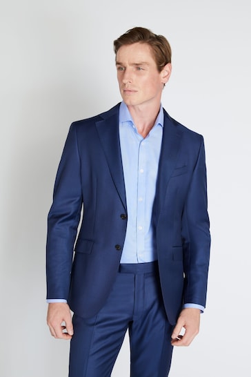 MOSS x Reda Blue Slim Fit Sharkskin Suit: Jacket