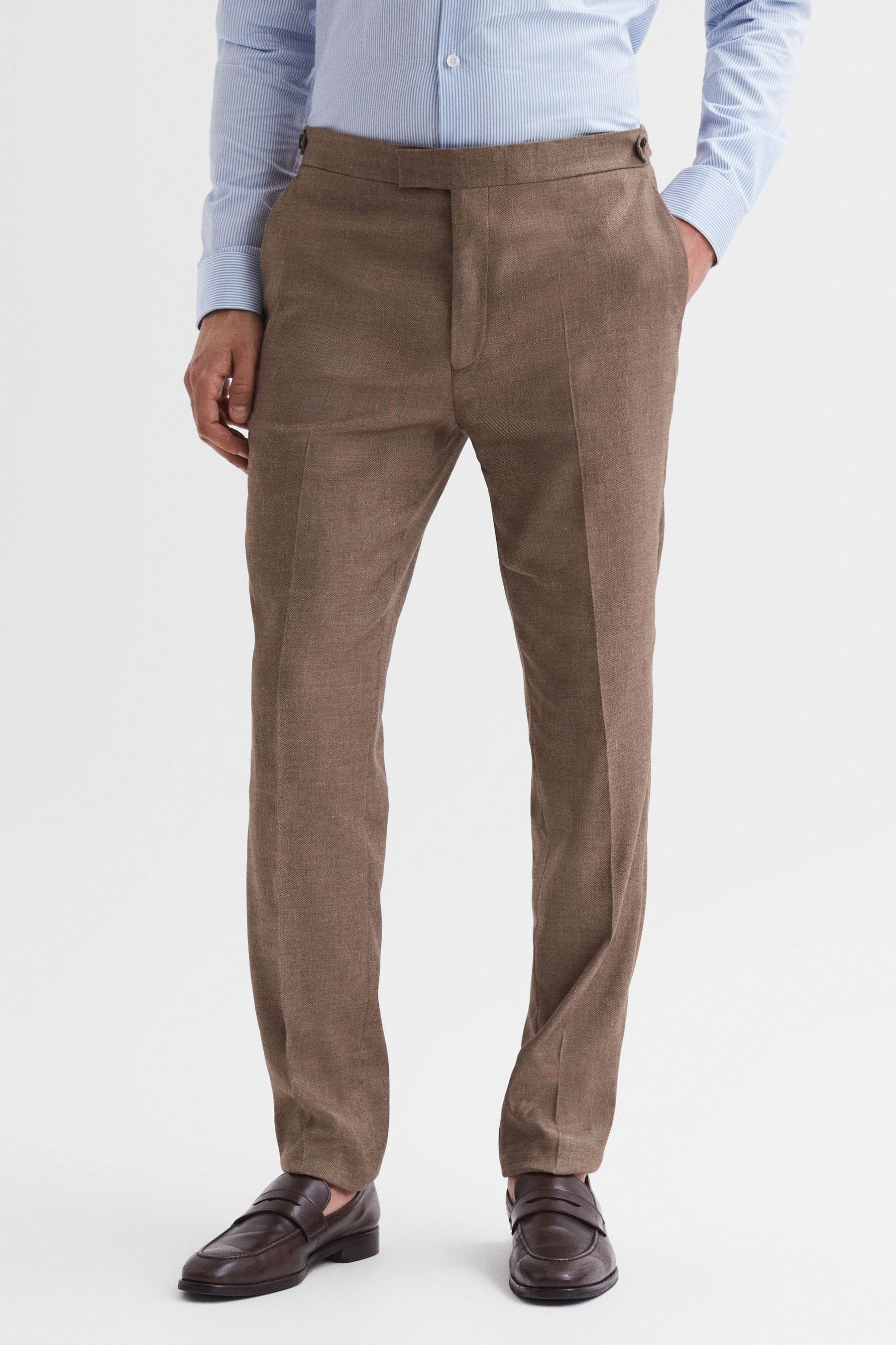 Buy Reiss Tobacco Paddock Twill Side Adjuster Trousers from the Next UK ...