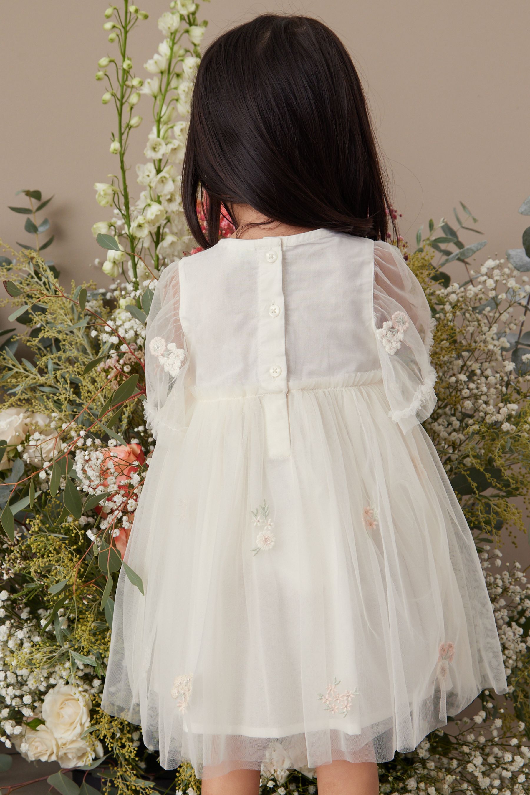 Girls white embroidered dress clearance