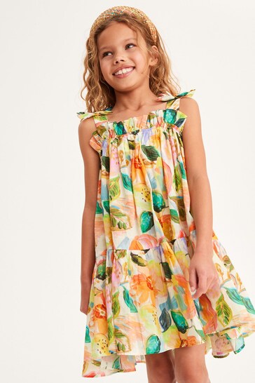 melissa floral silk and cotton browns dress