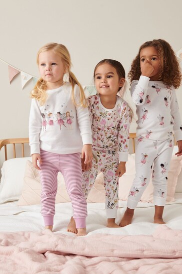 Buy Ecru White/Pink Fairy Pyjamas 3 Pack (9mths-8yrs) from the Next UK online shop