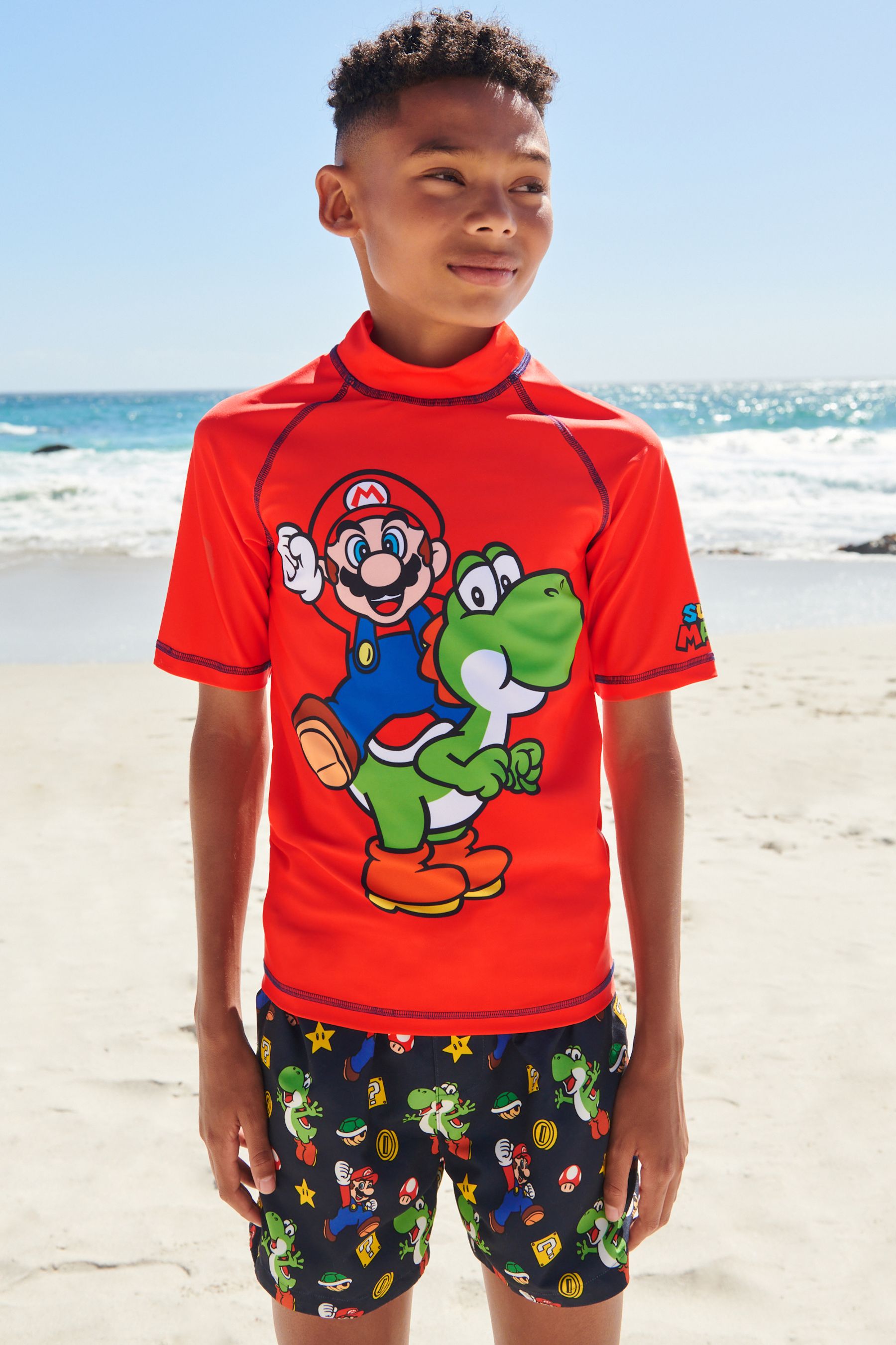 Red Mario Rash Vest 3 16yrs