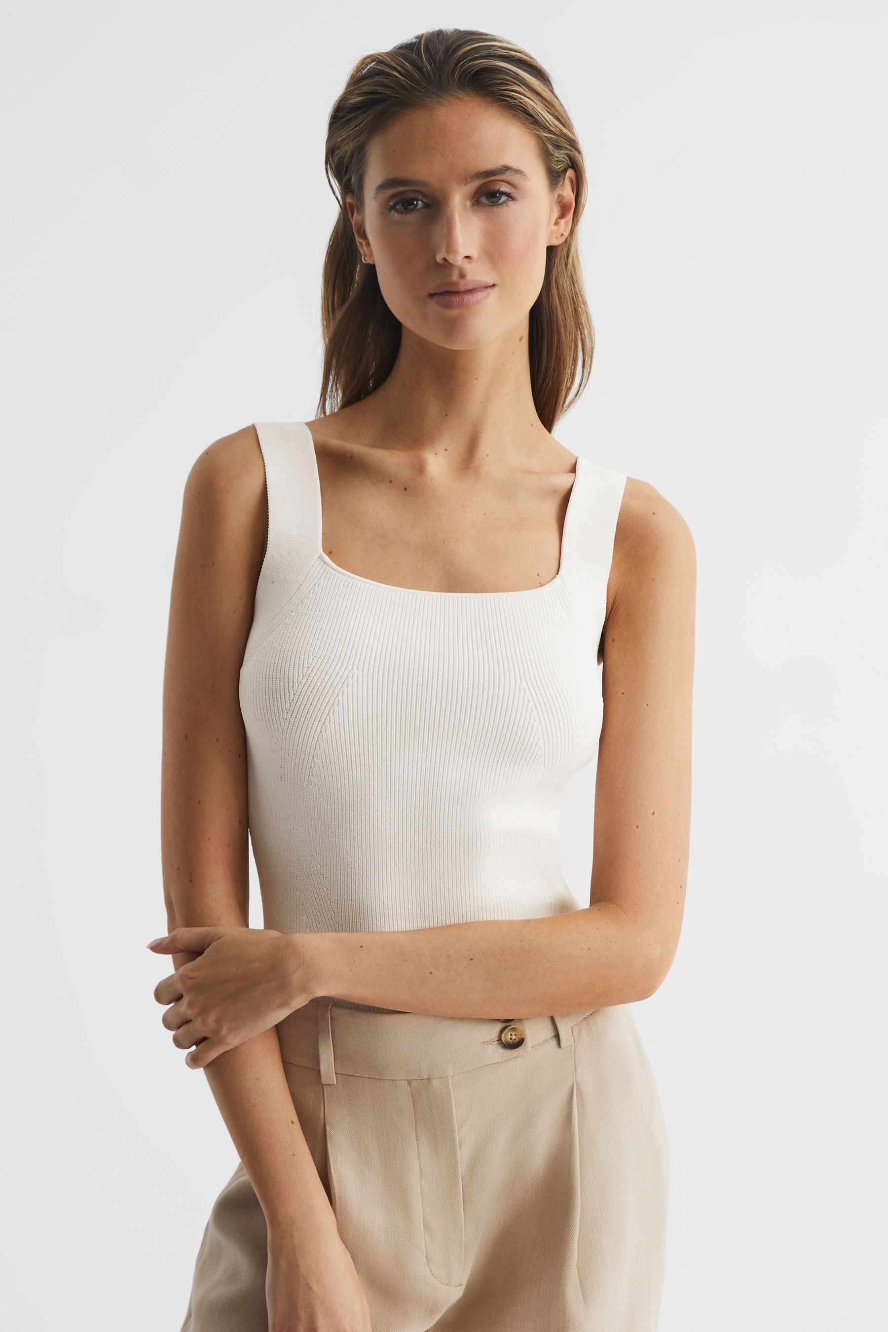 Square neck cheap white vest
