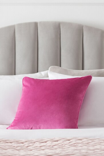 Bright Pink Matte Velvet Square Cushion
