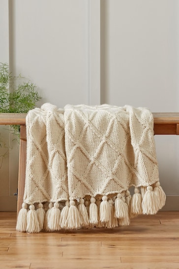 Buy Light Natural Chunky Cable Knit Throw from the Next UK online shop