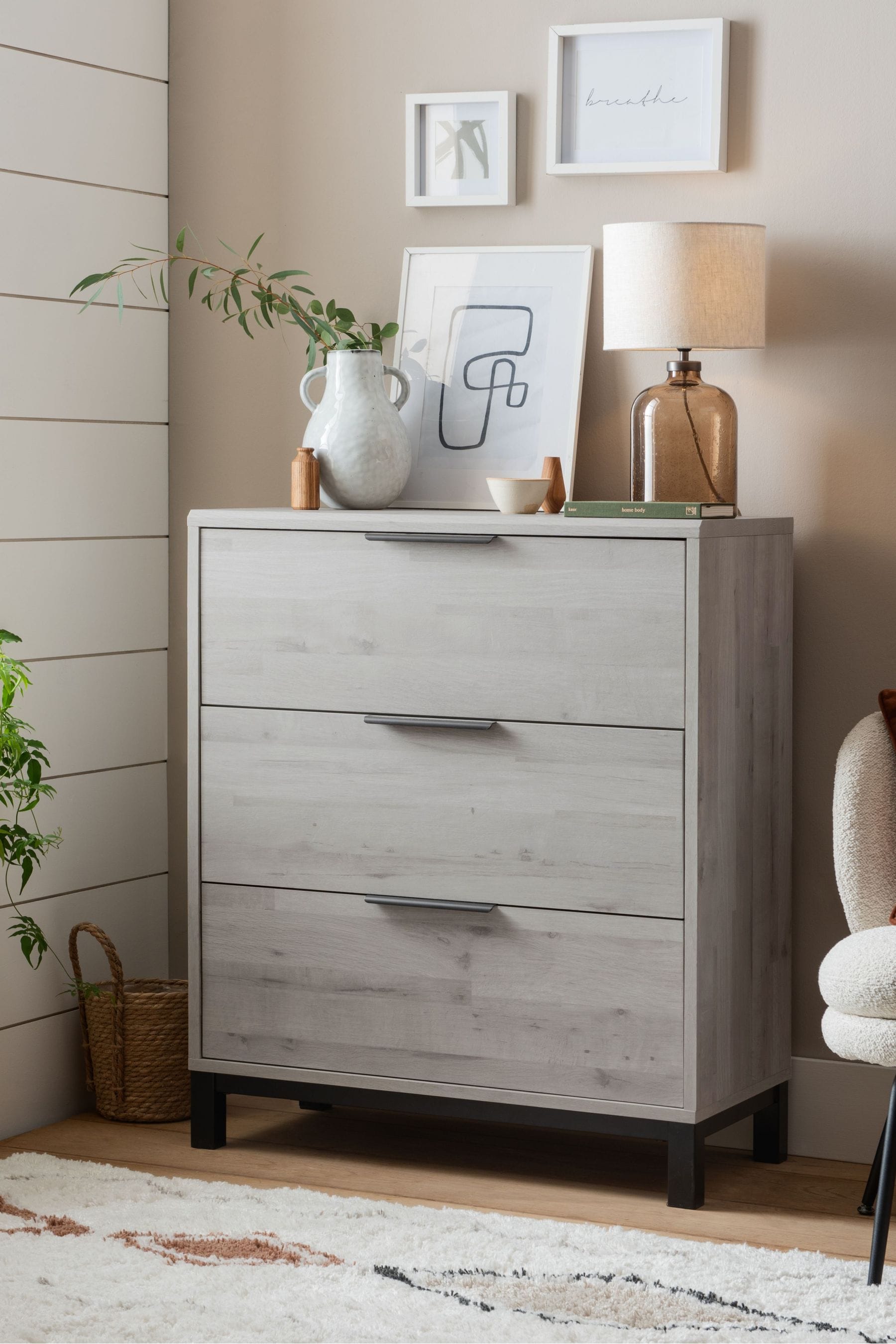 Buy Grey Bronx Oak Effect 3 Drawer Chest of Drawers from the Next