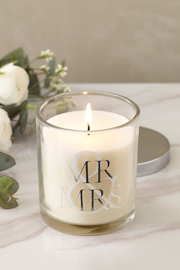 White Mr and Mrs White Jasmine Scented Candle