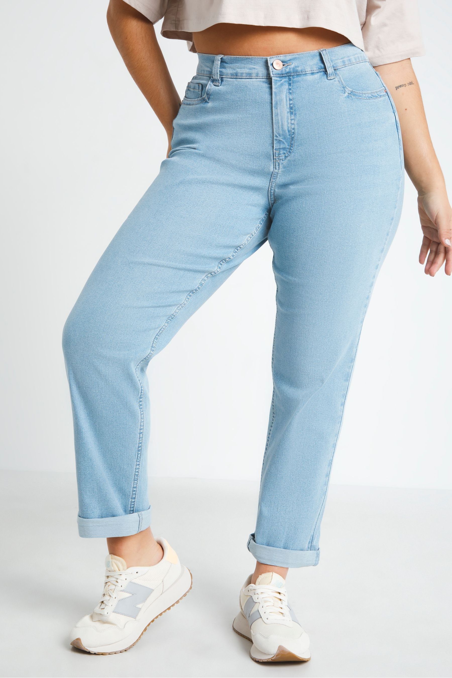 Simply Be Blue Super Light Wash 24 7 Boyfriend Jeans