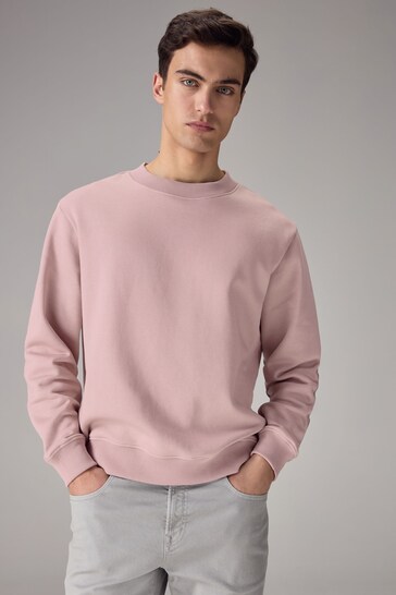 Light Pink Regular Fit Crew Sweatshirt
