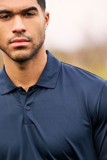 Navy Textured Golf Polo Shirt